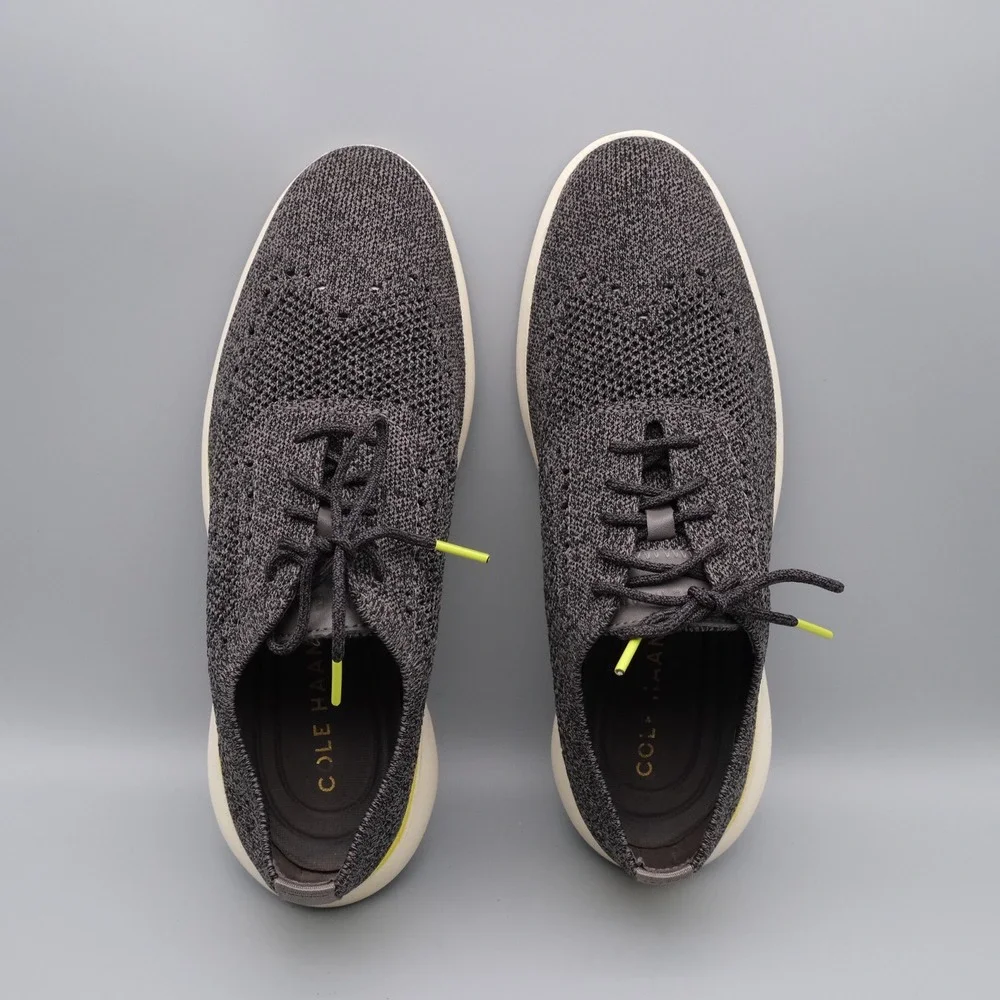 Cole Haan Grand Troy Knit Oxford Mens Grey Lime Knit Wingtip Sneaker 10